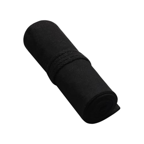 PLAFOPE Große Canvas Stifterolle mit Fächern Rollbarer Federmäppchen Organizer aus Robustem Segeltuch Tragbare Bleistifthalter Tasche für Künstler und Zeichner Schwarzer Stifteaufbewahrung von PLAFOPE