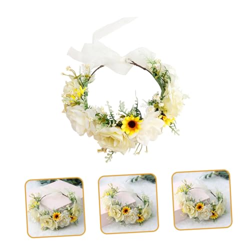 PLAFOPE Großer Rosenblüten Haarkranz Braut Haarreif Blumenkrone mit Natürlichem Langlebigem Design für Hochzeit Party und Festliche Anlässe Eleganter Brautschmuck für Damen und Mädchen von PLAFOPE
