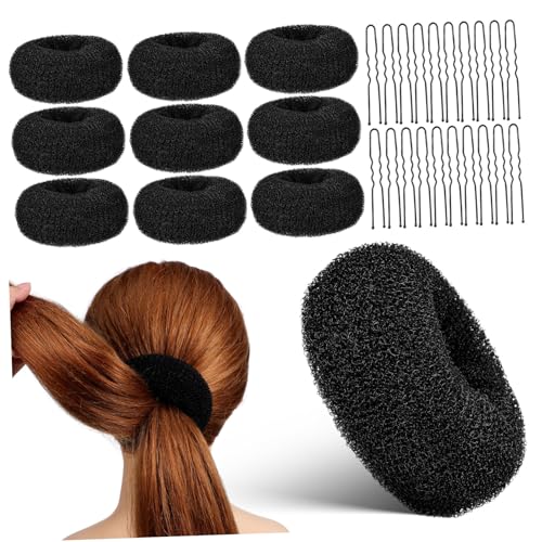 PLAFOPE Haarknoten Teilig mit Nylon Donut Haarkissen und U Form Clips Strapazierfähiger Duttformer für Frauen und Vielseitig für Verschiedene Haarlängen und Frisuren Schonend und Langlebig von PLAFOPE