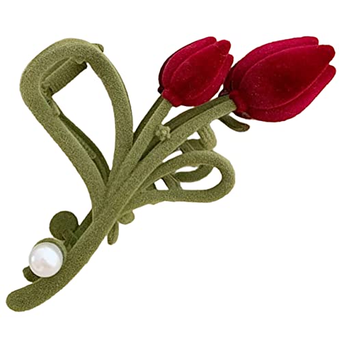 PLAFOPE Große Tulpen-haarklammer Aus Flockmaterial Für Frauen Und Mädchen Rutschfester Haarschmuck Für Haartypen Für Alltag Hochzeiten Partys Und Mehr von PLAFOPE
