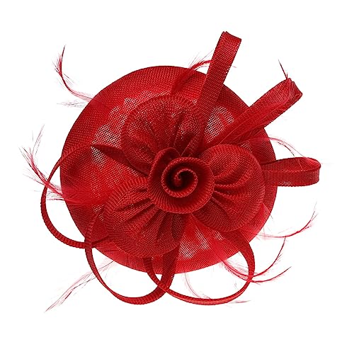 PLAFOPE Haarnadel Mit Schmetterlingsstirnband Haarschmuck Hochzeits-tiara -haarspange Styling-haarspangen Mädchen Stirnbänder Party-haarnadel Damen Hut Leinenimitat Rot Mini von PLAFOPE