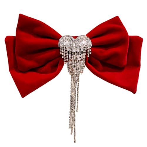 PLAFOPE Haarschmuck Mit Fransigem Schleifen-design Eleganter Haarclip Für Damen Rutschfeste Haarspange Für Partys Und Feiern Herzform Mit Funkelnden Strasssteinen von PLAFOPE