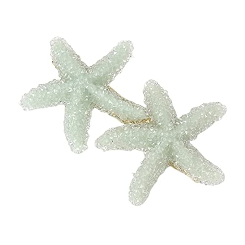 PLAFOPE Robuste Haarspangen Aus Legierung Für Damen Und Mädchen Dekorative Haarnadel Glitzernder Seestern Haarschmuck Hellgrün von PLAFOPE