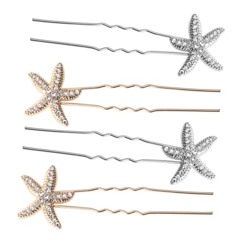 PLAFOPE 4stücke Stern-haarspange Für Hochzeitsschmuck Braut Silberne Haar-accessoires Hochzeits-kopfschmuck Meerjungfrau-haar-accessoires Strand Hochzeit Zubehör von PLAFOPE