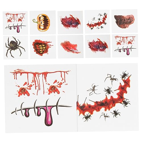 PLAFOPE Halloween Kostüme Zubehör 40 Pcs Temporäre Gesicht Narben Aufkleber Für Party Make-up von PLAFOPE