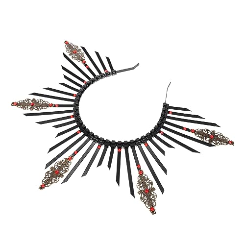 PLAFOPE Retro Haarkrone Für Damen Dunkel Schwarz Göttin Headdress Mit Sonnenstrahlen Haarschmuck Accessoire Für Hochzeiten Festivals Und Partys von PLAFOPE