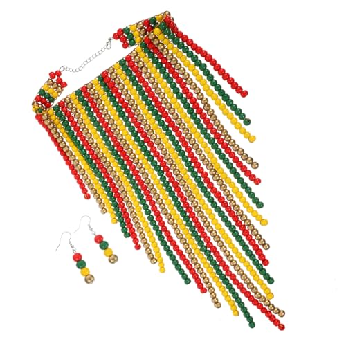 PLAFOPE Handgefertigte Holzperlenkette Damen Bunte Boho Halskette Ethno Style Leichtes Langlebiges Statement Schmuckstück für Alltag und Besondere Anlässe von PLAFOPE