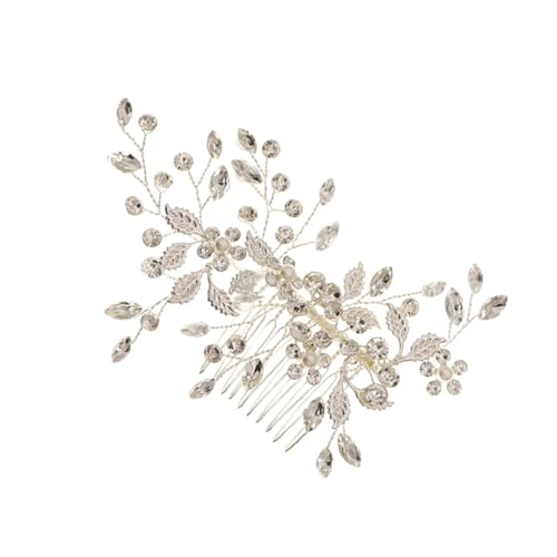 PLAFOPE Handgefertigter Perlen haarkamm mit Strassbesatz Eleganter Brautschmuck für Hochzeiten und Festliche Anlässe Modisches Blumen design Silberfarbene Haarschmuck accessoires für von PLAFOPE