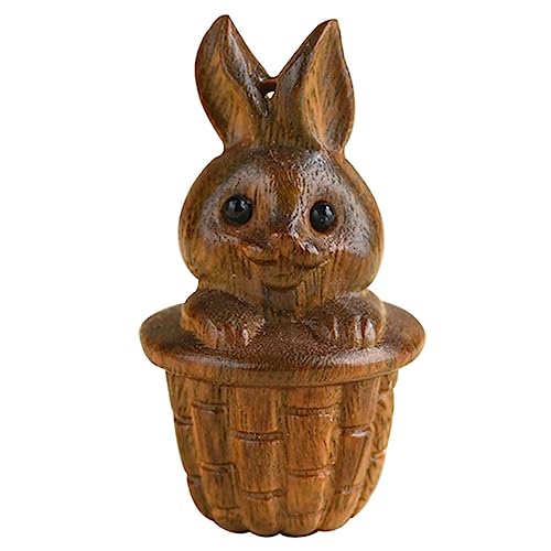 PLAFOPE Holz Geschnitztes Kaninchen Ornament Zarte Hasenfigur Als Schreibtischdeko Hasenschnitzerei Für Schlüsselanhänger Rucksack-accessoire Diy Handwerk Element von PLAFOPE