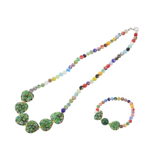 PLAFOPE Inspirierte Damen Halskette und Armband Mehrfarbiges Herz Design Leichtes Schmuckset für Frauen Eleganter Choker Romantisches zu Geburtstag und Valentinstag von PLAFOPE