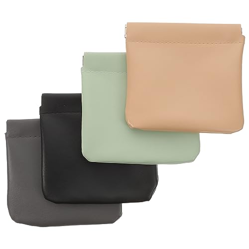 PLAFOPE Kleine Kosmetiktasche aus PU Leder mit Quetschverschluss Handliche Schminktasche für Damen 4 Stücke für Reisen und Aufbewahrung von Make Up und Kleingeld von PLAFOPE