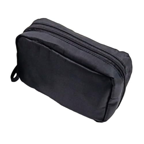 PLAFOPE Kleine Kosmetiktasche für Damen Tragbare Nylon Makeup Bag mit Großem Fassungsvermögen Leichter Organizer für Reisen Urlaub Business und Outdoor Schwarz Rot Innen Zufällige Farbe von PLAFOPE
