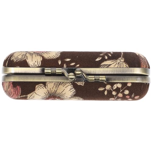 PLAFOPE Kompakter Lippenstift Organizer mit Spiegel Eleganter Vintage Blumenmuster Lippenstifthalter Kleine Kosmetikbox für Standard Lippenstift Leichte Schminktasche für Unterwegs Braun von PLAFOPE