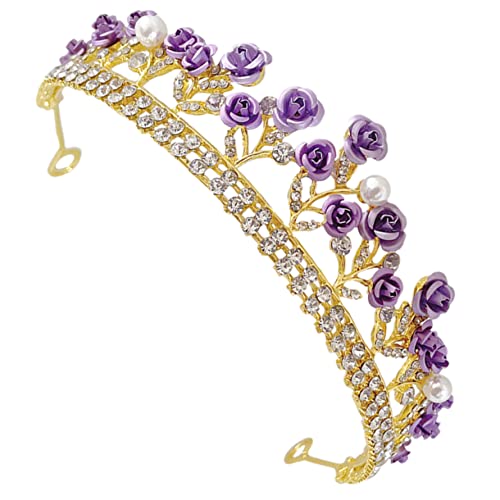 PLAFOPE Braut Haarschmuck Mit Kristallkrone Und Rosenblüten Elegantes Stirnband Für Hochzeiten Partys Und Besondere Anlässe Charmantes Haaraccessoire Für Mädchen Und Frauen von PLAFOPE