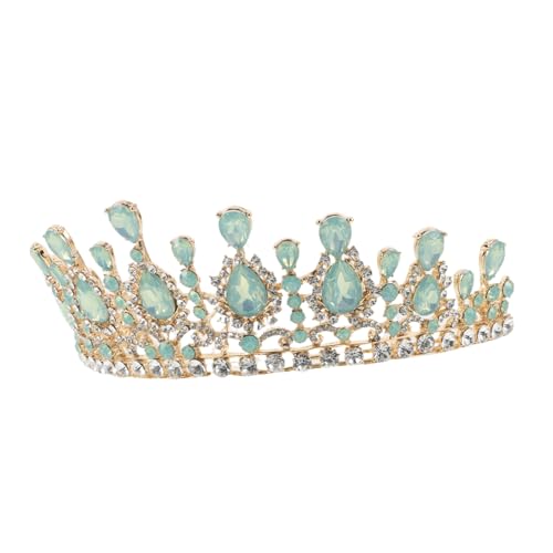 PLAFOPE Kristallbraut Tiara mit Grünem Kristallbesatz Leichte Metall Hochzeitsschmuckkrone Romantisches Design für Braut und Festliche Anlässe Komfortabel und Elegant für Hochzeit von PLAFOPE