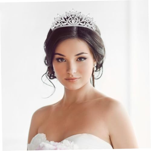 PLAFOPE Kristallkrone Braut Diadem Haarschmuck Silberfarbene Tiara für Frauen Hochzeit Party Brautaccessoire von PLAFOPE