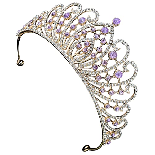 PLAFOPE Kronen Für Frauen Kopfschmuck Für Die Braut Abschlussballkrone Haarschmuck Für Frauen Diademe Für Frauen Hochzeitskrone Hochzeit Braut Tiara Hochzeitskopfschmuck Violett Strass von PLAFOPE
