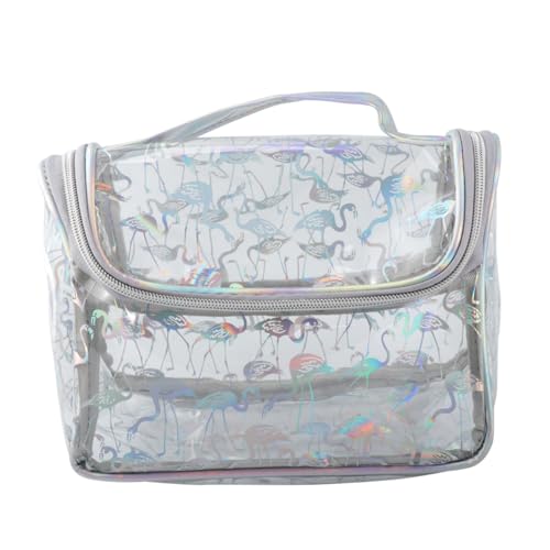 PLAFOPE Reisetasche Transparente Make-up-Tasche Aufbewahrungstasche Reise-Organizer Tragbarer Kulturbeutel Kulturbeutel Großes Fassungsvermögen Für Damen Und Herren Flamingo-Muster von PLAFOPE