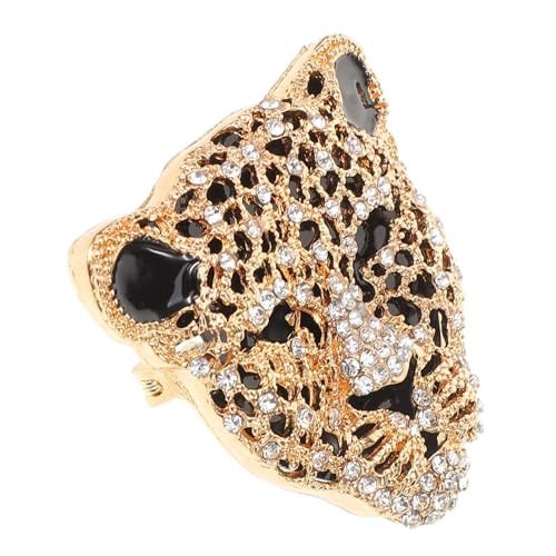 PLAFOPE Leopard Head Brosche mit Funkelnden Strasssteinen Modische Tierbrosche für Kleidung Eleganter Anstecker für Anzug und Mantel Dekoratives Schmuckstück für Damen und Herren von PLAFOPE