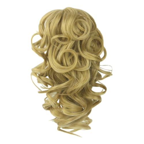 PLAFOPE Lockiger Synthetischer Ponytail mit Flachem Haarklammer clip Farbmix Leichte Haarverlängerung für Damen und Mädchen Bequem und Natürlich Wirkendes Haarteil von PLAFOPE
