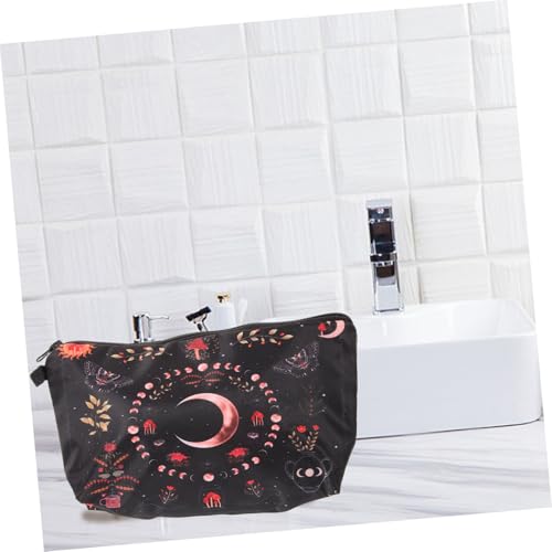 PLAFOPE Make Up Tasche für Frauen mit Mondphasen Blumenmuster Leichte Tragbare Kosmetiktasche aus Polyester Geräumig und Langlebig für Reise Alltag und Aufbewahrung Kleiner Persönlicher von PLAFOPE
