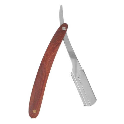PLAFOPE Manueller Rasiermesser mit Holzgriff Gerades Rasiermesser für Herren Faltbares Design Langlebiges Material Tragbar für Bartpflege und Präzises Rasieren im Barberbereich von PLAFOPE
