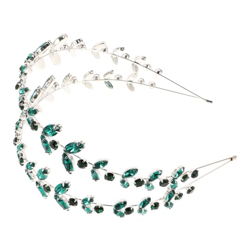 PLAFOPE Mehrlagiges Grünes Glitzer-haarband mit Strasssteinen Handgefertigtes Haarschmuck-accessoire mit Blattdesign Komfortabler Brautschmuck für Frauen und Mädchen zur Hochzeit von PLAFOPE