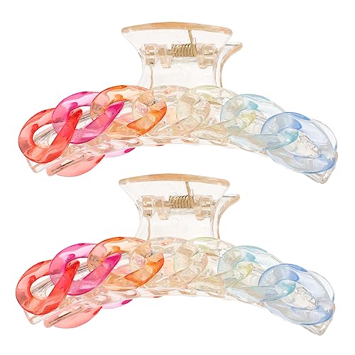 PLAFOPE 2stücke Acryl Haarklammern Rutschfeste Haarspangen Bunte Haarschmuck Zubehör Für Mädchen Bananen-haarklammern Haar Klaue Clips von PLAFOPE
