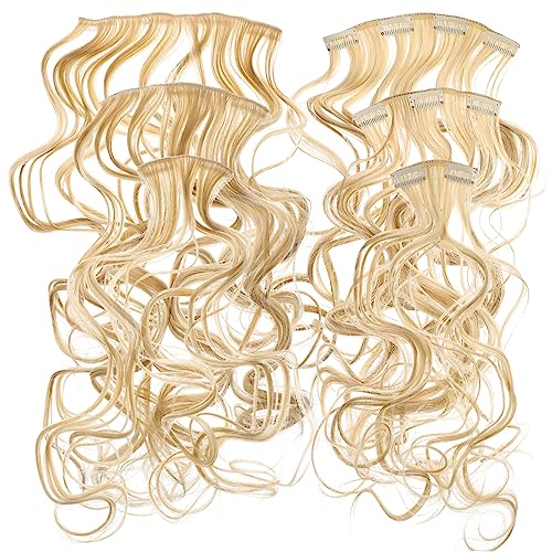 PLAFOPE Modisches Gewelltes Haarverlängerungs-set 6-teilig Hellbraun Clip-in-extensions Für Frauen von PLAFOPE