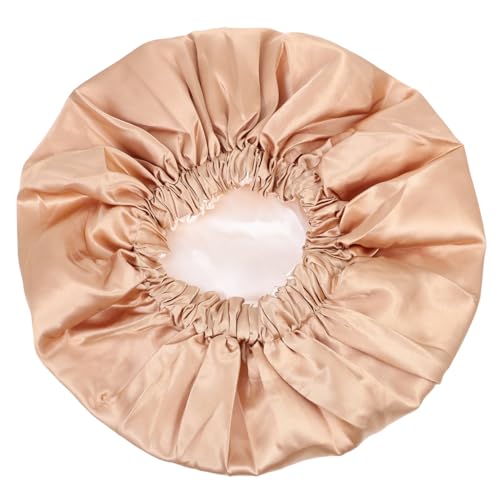 PLAFOPE Bequeme Satin Schlafhaube Für Haarhaube Mit Regulierbarem Verschluss Als Duschhaube Oder Chemo-haube Schützt Haar Und Hält Kopfkissen Sauber Champagnerfarben von PLAFOPE
