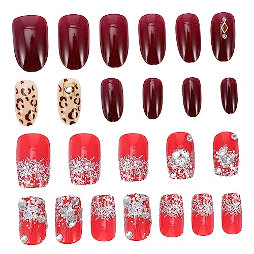 PLAFOPE Nagelaufkleber Mit Weihnachtsmotiv 48 Stück Zum Aufdrücken Künstliche Nägel Vollständige Abdeckung Nagelspitzen Für Damen Jungen Und Mädchen von PLAFOPE