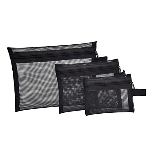 PLAFOPE Netz-Make-up-Tasche – Tragbare Kulturtasche Reise-kulturtasche Make-up-Taschen-Organizer Reißverschluss 3-teiliges Set Kompaktes Design von PLAFOPE