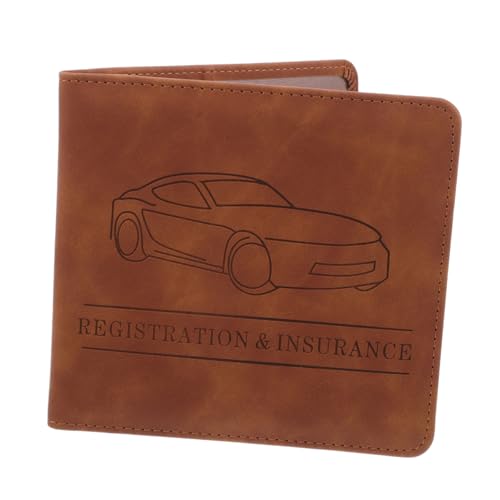 PLAFOPE PU Auto Versicherungs Führerscheinetui Langlebig Leichter Organizer für Fahrzeugschein Motorrad Zulassung Dokumentenhalter Braun von PLAFOPE