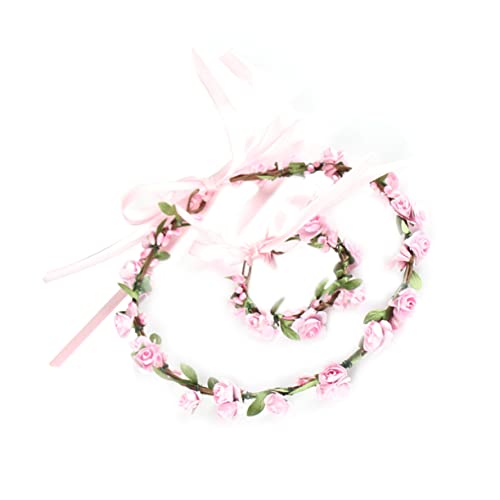 PLAFOPE Künstliches Blumenarmband Und Haarband-set Armband Für Party Kopfbedeckung Dekoratives Accessoire Für Fotos von PLAFOPE