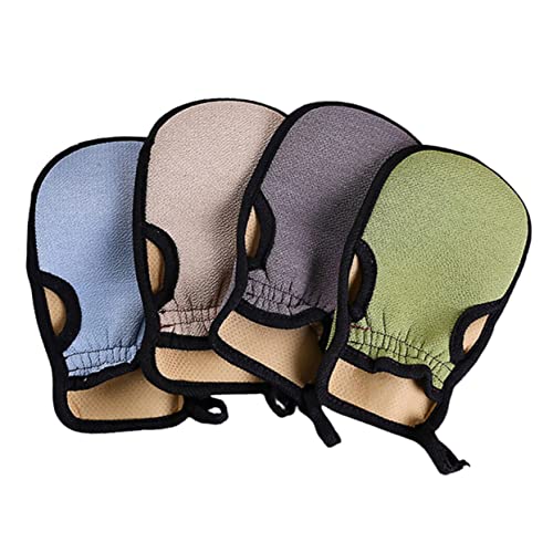 PLAFOPE Peeling-handschuhe 4-teiliges Set Körpermassage-handtuch Rücken-badehandschuhe Wiederverwendbar Weiches Stoffmaterial Zufällige Farbe von PLAFOPE
