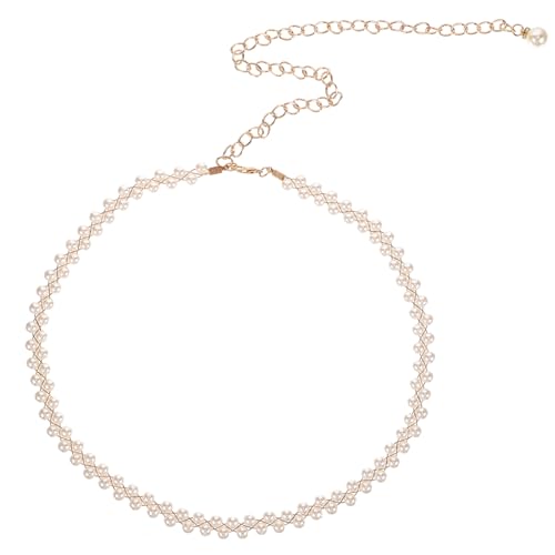 PLAFOPE Perlen Taillenkette Damen Doppelreihig Eleganter Perlengürtel für Abendkleid Hochzeit Party Brautkleid Zubehör Weiß Goldfarben Geschmiedet von PLAFOPE
