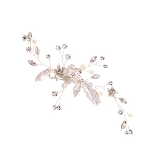 PLAFOPE Perlen Haarschmuck Clip Mit Perlen Und Strasssteinen Legierungsmaterial Klemmen Für Zarte Haare Styling-accessoires Für Hochzeit Und Party Silber von PLAFOPE