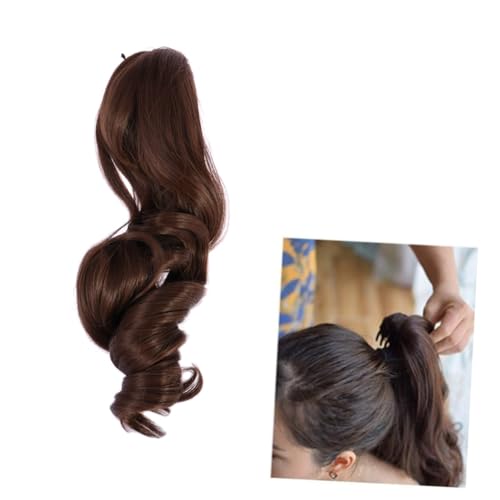 PLAFOPE Perücke Damen Lockig Haarteil Clip Kieferperücke Haarverlängerungsynthetisch Pferdeschwanz Klammer Für Kopfgrößen von PLAFOPE
