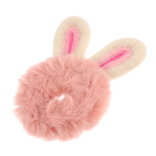 PLAFOPE Pudelrosa Kaninchenohren Haarschmuck Flauschige Haarspangen Ponytail-halterung Stilvolle Haargummis Für Mädchen Für Weihnachtsfeiern Und Festliche Anlässe von PLAFOPE