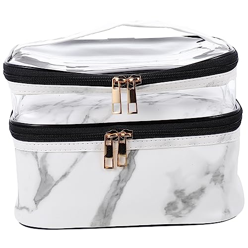 PLAFOPE Reise Kosmetiktasche Doppeltem Layer Design Transparente Toilettentasche Für Damen Organisieren Von Makeup Und Pflegeprodukten Leicht Und Tragbar von PLAFOPE