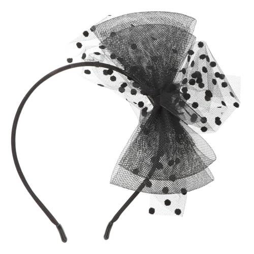 PLAFOPE Retro Bowtie Haarband mit Netz spitze und Großem Schleier Vintage stil Haarschmuck für Damen Eleganter Boho haarreif Fein Gearbeitet für Partys und Festliche Anlässe von PLAFOPE