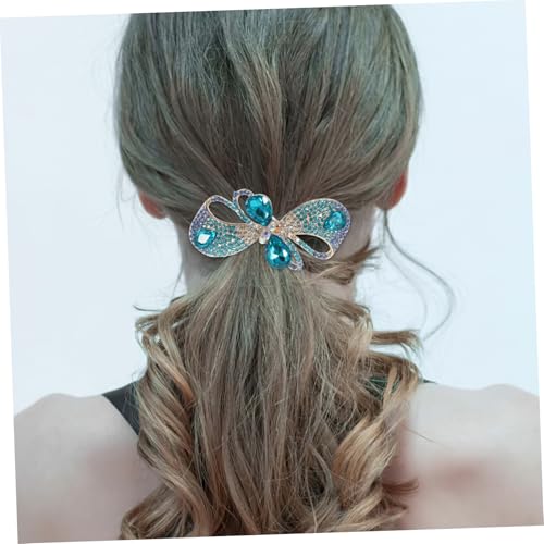 PLAFOPE Rhinestone Haarklammer Damen Haarschmuck mit Blaue Schleife Elegant für Zartes Haar Fester Griff Ponytail Halter Teen Mädchen Accessoire von PLAFOPE