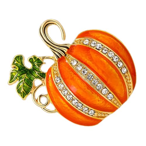 PLAFOPE Rhinestone Pumpkin Brosche mit Schimmerndem Emaille Finish Kleiner Dekorativer Anstecker für Kragen Pullover und Jacken Festliches Accessoire für Damen und Herren von PLAFOPE