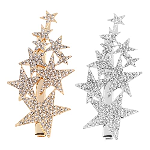 PLAFOPE 2Stücke Strass Stern Haarnadeln für Mädchen Kreative Haarspangen Kopfschmuck für Festivals und Alltag Attraktive Haarschmuck Accessoires von PLAFOPE