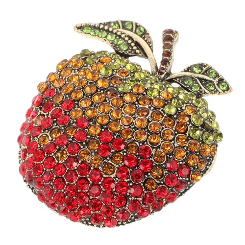 PLAFOPE Roten Apfel Brosche für Damen Vintage Kunst Brosche mit Kristallen Süße Anstecknadel für Jacken Pullover Kleider und Schals Langlebiges Legierungsmaterial Rot und Erhältlich Design von PLAFOPE
