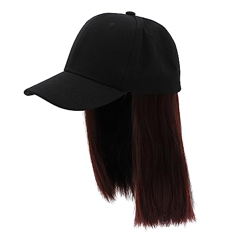 PLAFOPE Schlüsselbein Perückenkappe Haarschmuck Simulationsperückenhut Kostümzubehör Für Frauen Wellige Perücken Hut Mit Pferdeschwanzperücke Mütze Perücke Hochtemperaturdraht Brown von PLAFOPE
