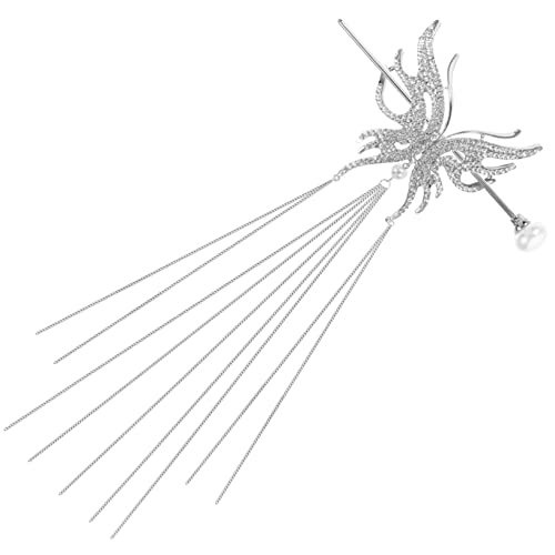 PLAFOPE Haarstab Silber Schmetterling Haarnadel Chignon Pin Haar-accessoire Für Hochzeit Abendveranstaltung von PLAFOPE