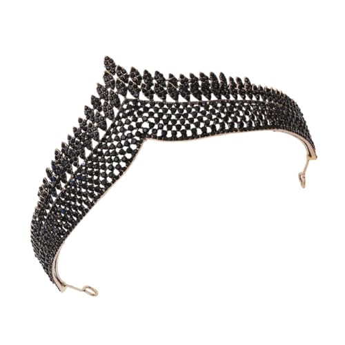 PLAFOPE Schwarze Vintage Diadem Tiara mit Funkelnden Strasssteinen Eleganter Brautschmuck für Hochzeit Party und Festliche Anlässe Geeignet für Braut und Brautjungfern von PLAFOPE