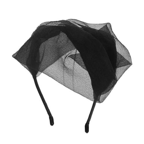 PLAFOPE Schwarzes Mesh stirnband Fascinator Halbhut mit Schleier Verdeckt Graue Haare und Hohe Haarlinie Vielseitiges Party haar accessoire für Damen Schnelle Anwendung für Hochzeit und von PLAFOPE