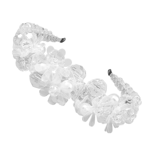 PLAFOPE Sequined Haarreif Damen Perlen Schmuck Hochzeit Braut Haarschmuck Praktisches Stirnband Fotorequisite Leicht und Komfortabel Weiß von PLAFOPE
